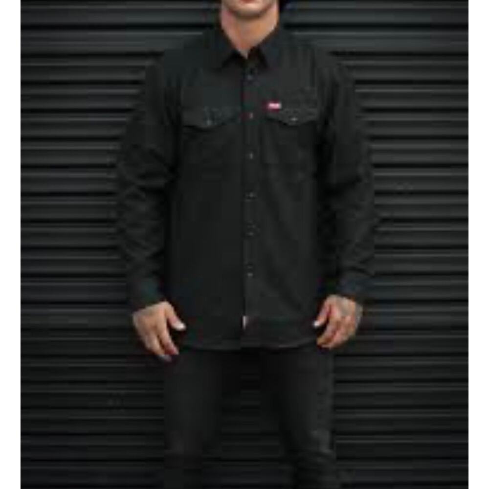 Mens DIXXON Flannel Company The Outlaw Black Long Sleeve Snap Front Shirt XLARGE